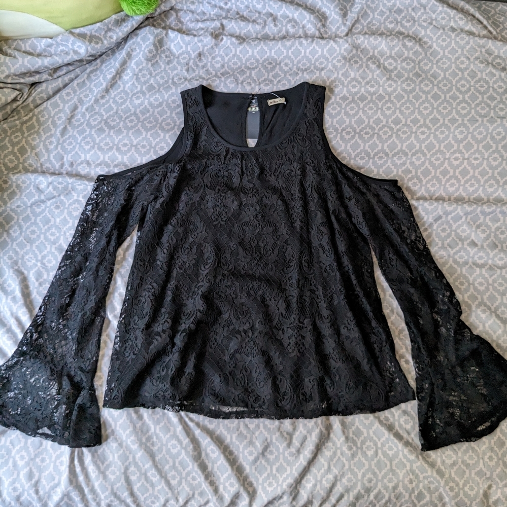 Hollister Blacked Laced Long Sleeve Top